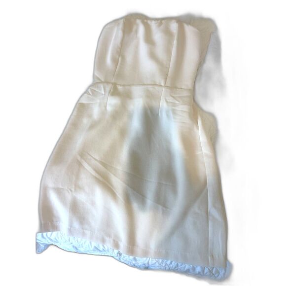 Revolve Song of Style Smocked Mini Dress Sz S Minimalist Classy Preppy Ivory - Picture 3 of 5